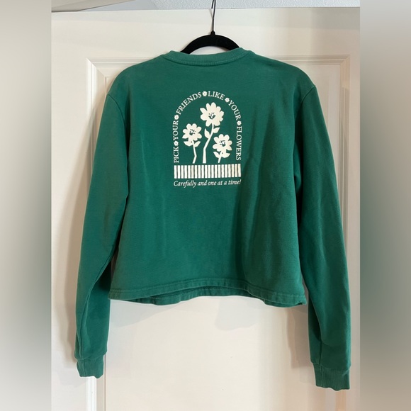 Outdoor Voices Picking Flowers Graphic Cotton Terry Cropped Sweatshirt sz M - Picture 5 of 6